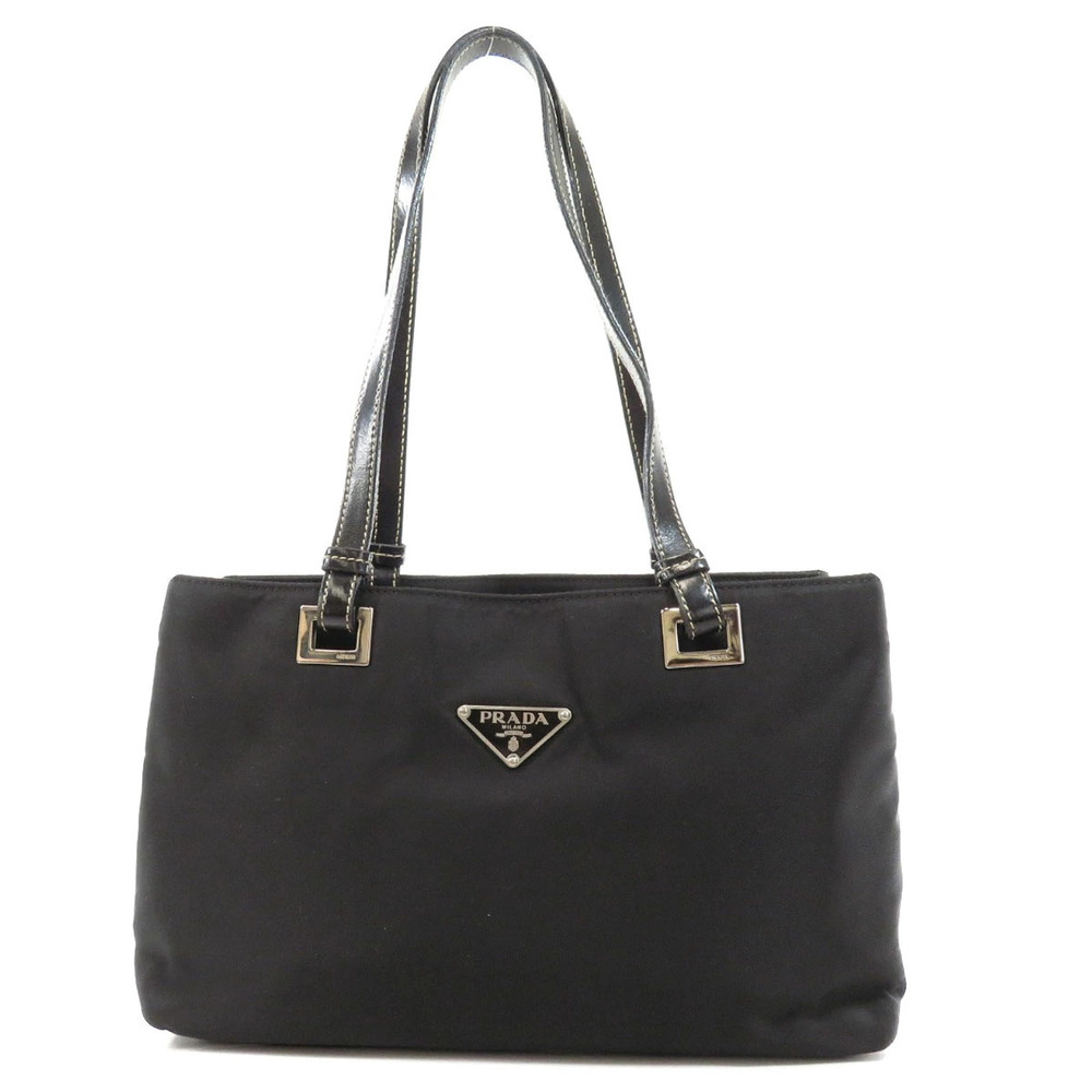 Prada Tote Tessuto Leather Shoulder Black Bag Black - Picture 11 of 11